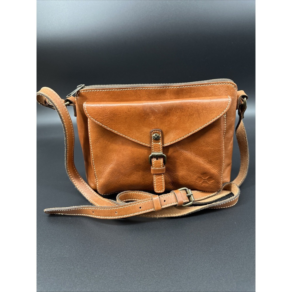 Patrica Nash Caramel  Leather Multi Pocket Adjustable Strap Crossbody PURSE